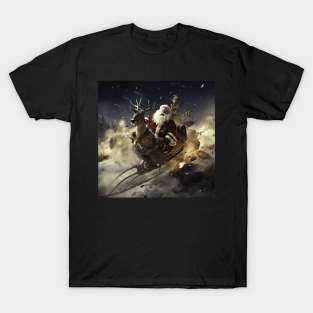 Santa Claus Epic Action Picture T-Shirt